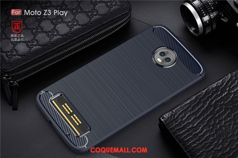 Étui Moto Z3 Play Incassable Fluide Doux Simple, Coque Moto Z3 Play Délavé En Daim Business