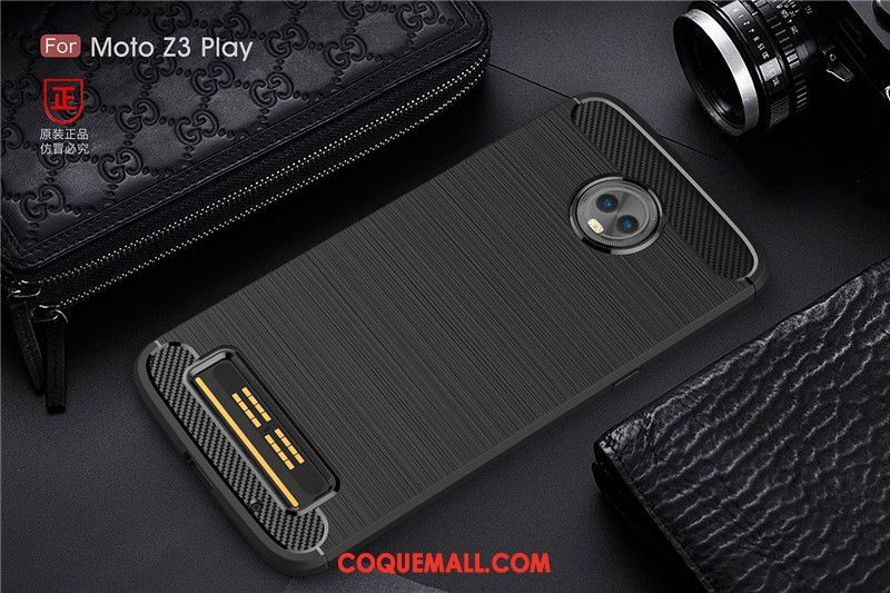 Étui Moto Z3 Play Incassable Fluide Doux Simple, Coque Moto Z3 Play Délavé En Daim Business