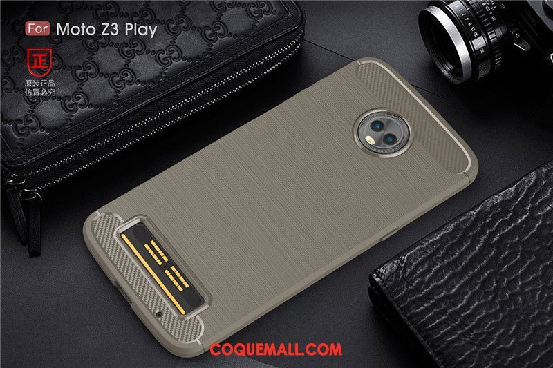 Étui Moto Z3 Play Incassable Fluide Doux Simple, Coque Moto Z3 Play Délavé En Daim Business