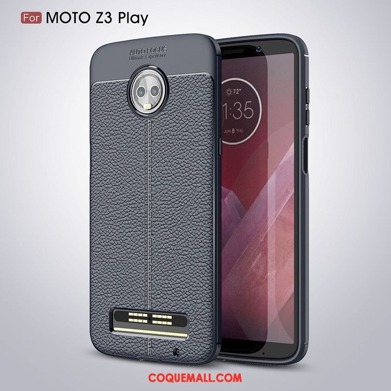 Étui Moto Z3 Play Incassable Modèle Fleurie Bleu, Coque Moto Z3 Play Téléphone Portable Protection