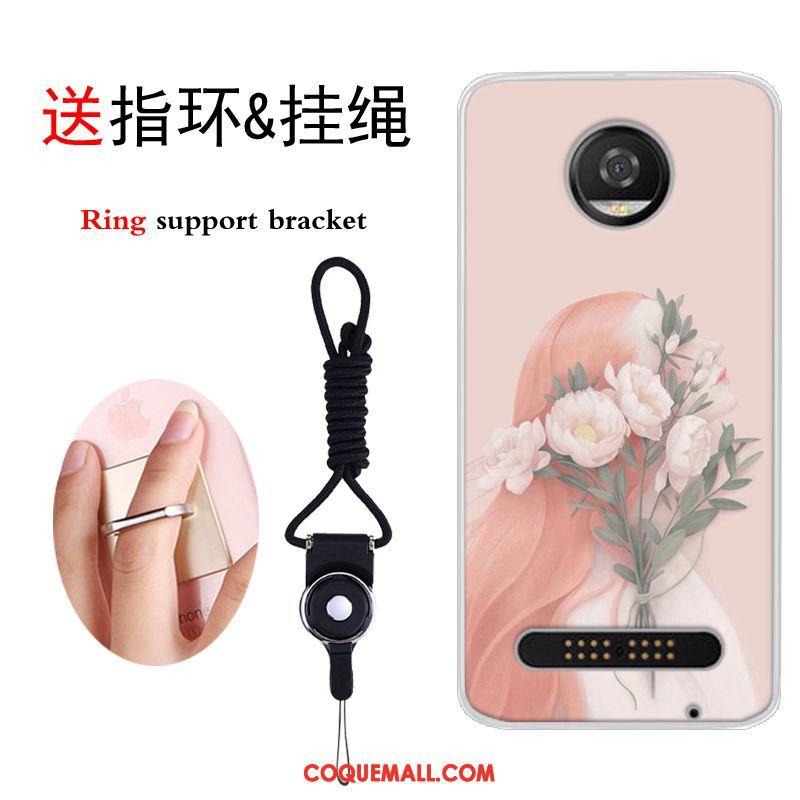 Étui Moto Z3 Play Incassable Silicone Rose, Coque Moto Z3 Play Dessin Animé Tendance