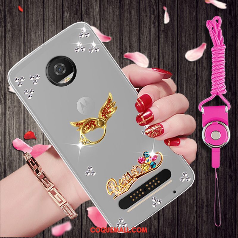 Étui Moto Z3 Play Protection Créatif Téléphone Portable, Coque Moto Z3 Play Strass Gris