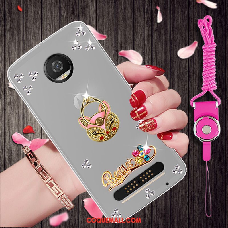 Étui Moto Z3 Play Protection Créatif Téléphone Portable, Coque Moto Z3 Play Strass Gris