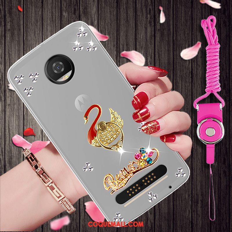 Étui Moto Z3 Play Protection Créatif Téléphone Portable, Coque Moto Z3 Play Strass Gris