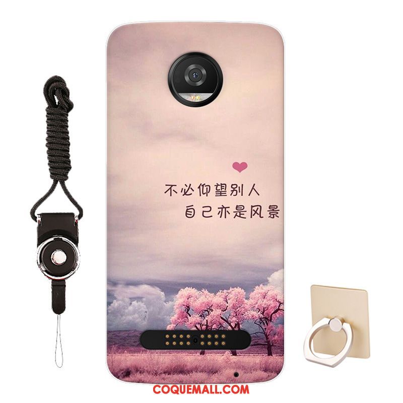 Étui Moto Z3 Play Rose Personnalisé Protection, Coque Moto Z3 Play Fluide Doux Dessin Animé