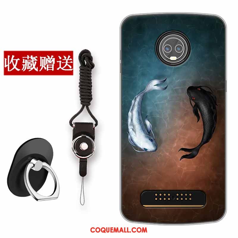 Étui Moto Z3 Play Silicone Créatif Vintage, Coque Moto Z3 Play Tendance Fluide Doux