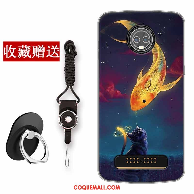 Étui Moto Z3 Play Silicone Créatif Vintage, Coque Moto Z3 Play Tendance Fluide Doux