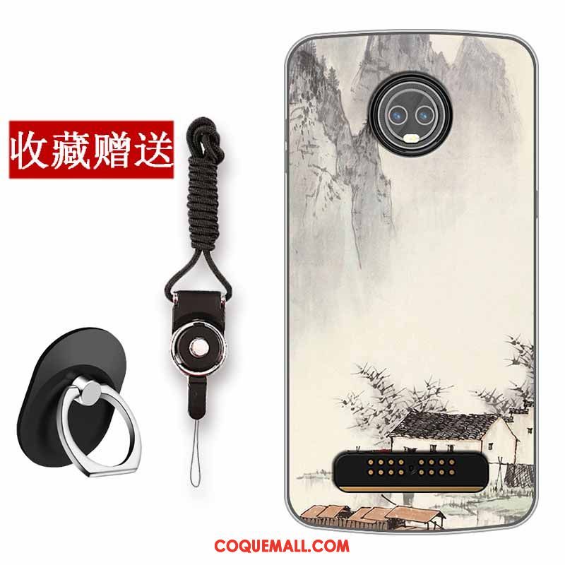 Étui Moto Z3 Play Silicone Créatif Vintage, Coque Moto Z3 Play Tendance Fluide Doux