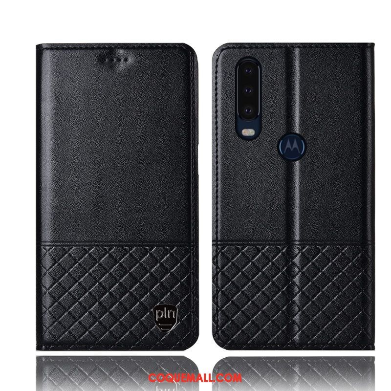 Étui Motorola One Action Incassable En Cuir Protection, Coque Motorola One Action Noir Téléphone Portable