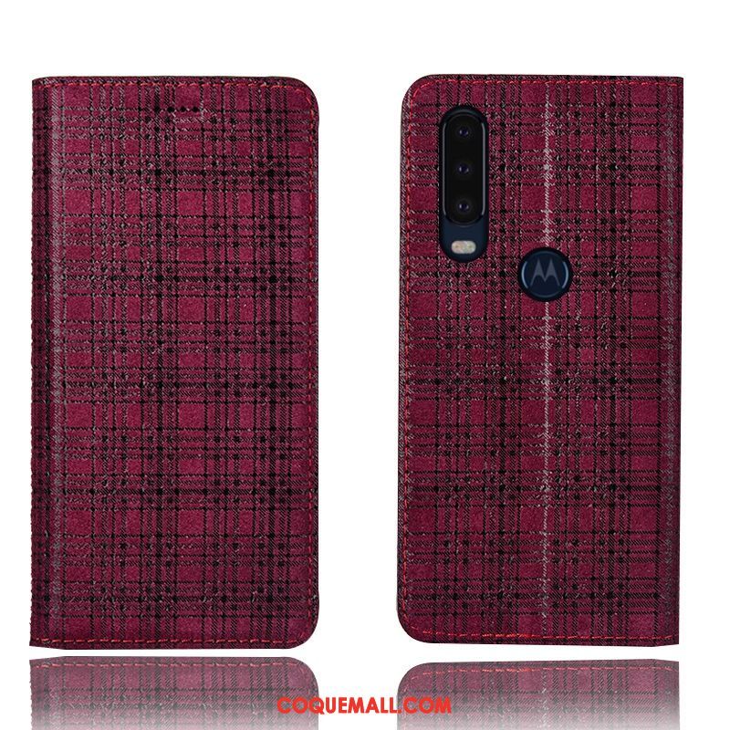 Étui Motorola One Action Protection En Cuir Téléphone Portable, Coque Motorola One Action Rouge Incassable