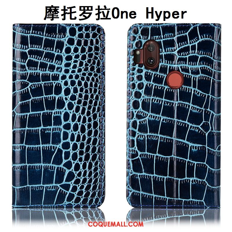 Étui Motorola One Hyper Crocodile Téléphone Portable Protection, Coque Motorola One Hyper Marron En Cuir