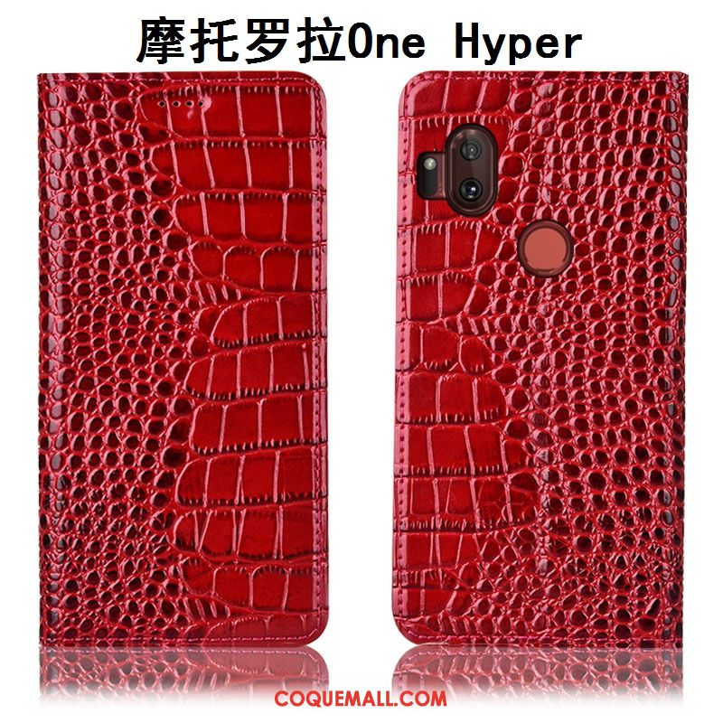 Étui Motorola One Hyper Crocodile Téléphone Portable Protection, Coque Motorola One Hyper Marron En Cuir