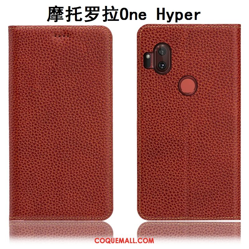 Étui Motorola One Hyper Incassable Modèle Fleurie Jaune, Coque Motorola One Hyper Protection Cuir Véritable