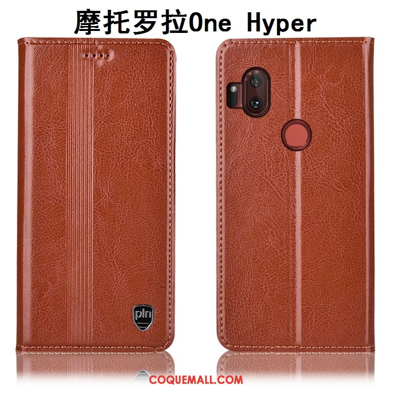 Étui Motorola One Hyper Protection Cuir Véritable Tout Compris, Coque Motorola One Hyper Rouge Téléphone Portable