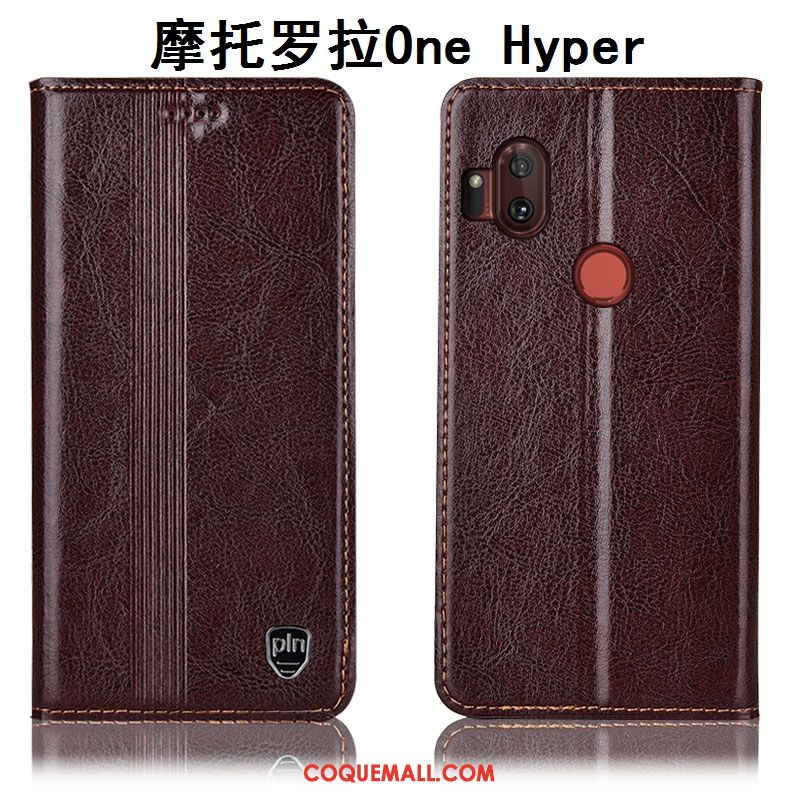 Étui Motorola One Hyper Protection Cuir Véritable Tout Compris, Coque Motorola One Hyper Rouge Téléphone Portable