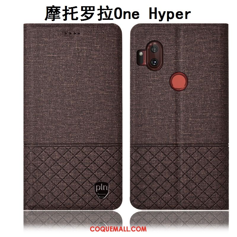 Étui Motorola One Hyper Protection Incassable En Cuir, Coque Motorola One Hyper Lin Gris