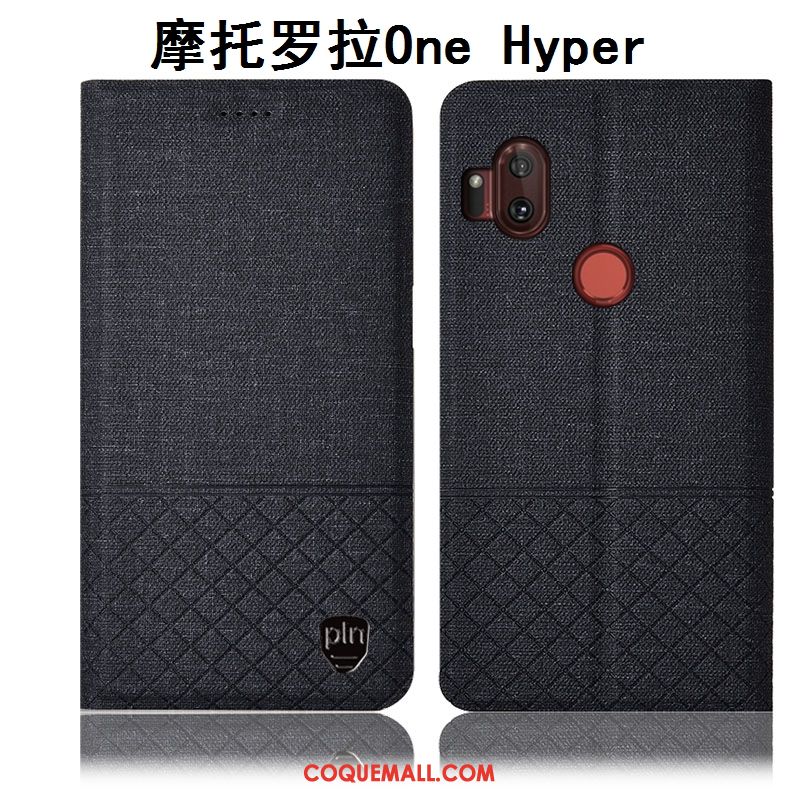 Étui Motorola One Hyper Protection Incassable En Cuir, Coque Motorola One Hyper Lin Gris