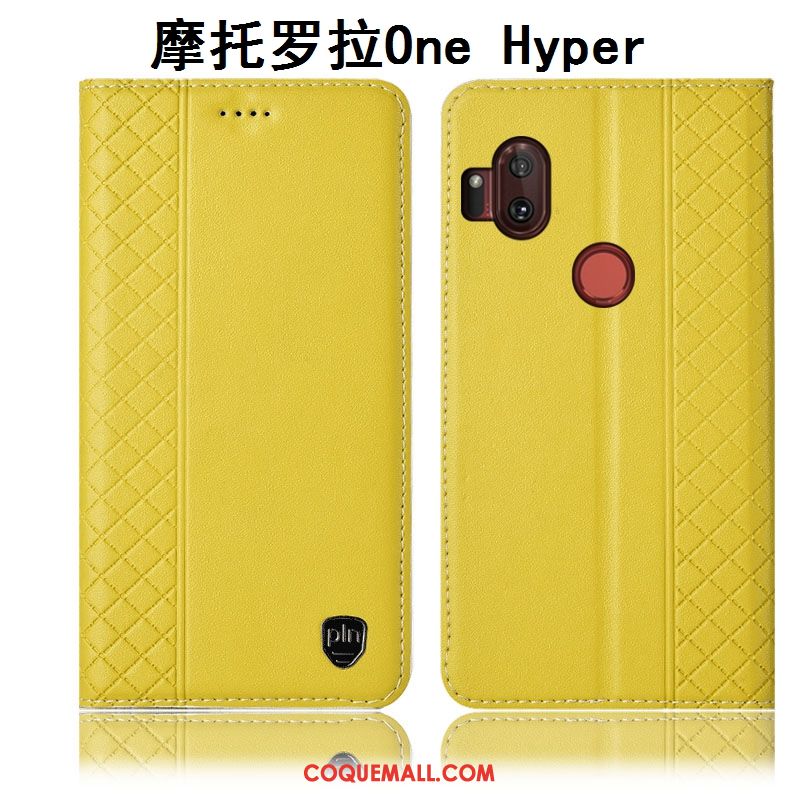 Étui Motorola One Hyper Protection Jaune Incassable, Coque Motorola One Hyper En Cuir Téléphone Portable Beige