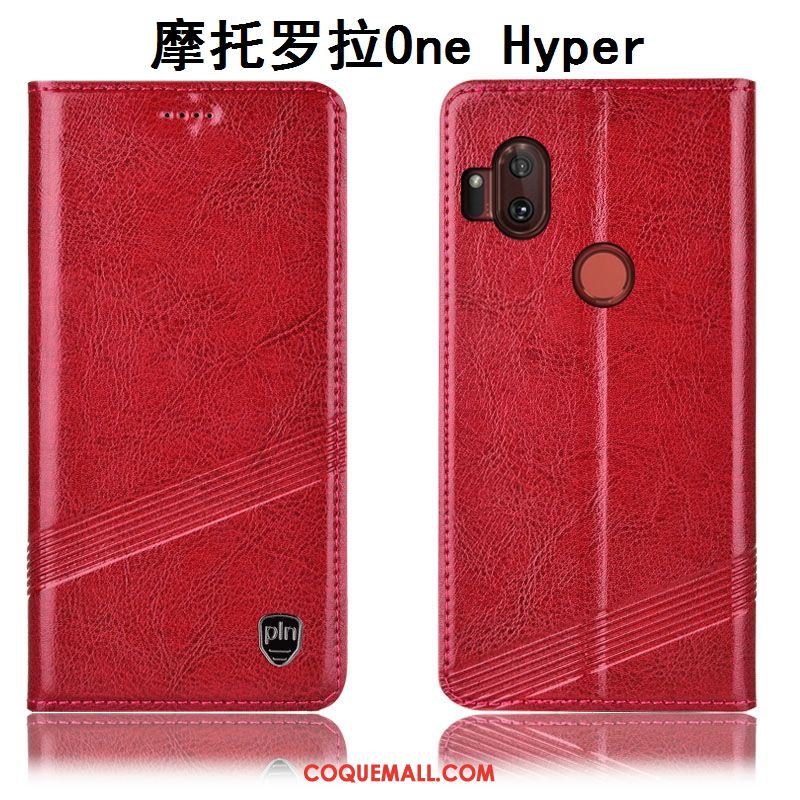 Étui Motorola One Hyper Téléphone Portable Incassable Cuir Véritable, Coque Motorola One Hyper Marron Protection