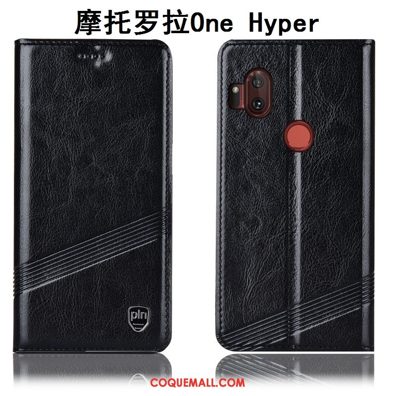 Étui Motorola One Hyper Téléphone Portable Incassable Cuir Véritable, Coque Motorola One Hyper Marron Protection