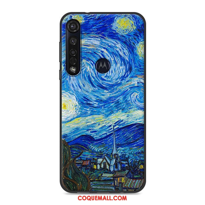 Étui Motorola One Macro Peinture Silicone Simple, Coque Motorola One Macro Blanc Paysage