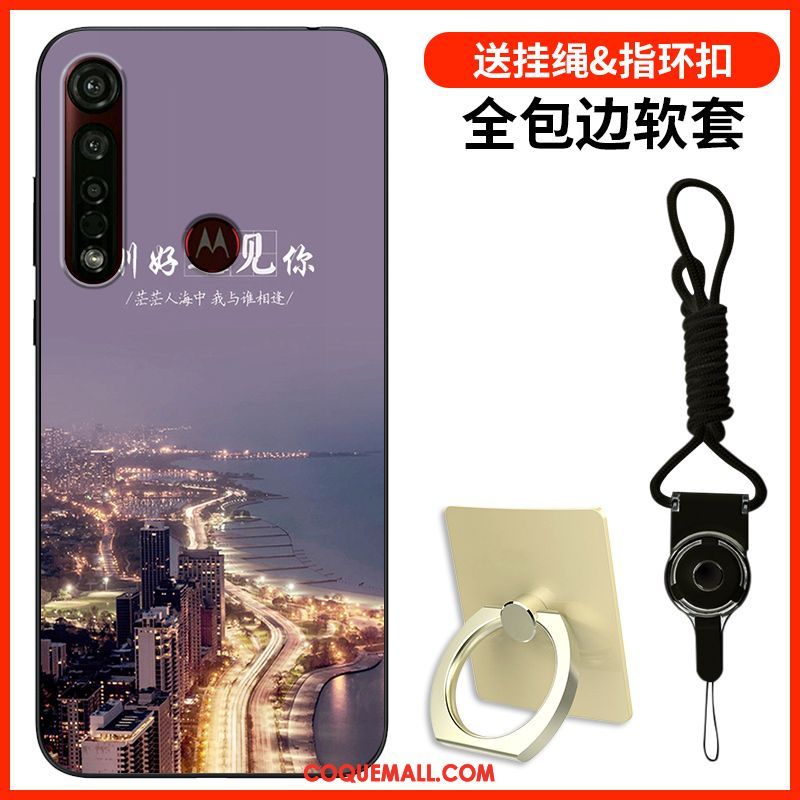 Étui Motorola One Macro Silicone Simple Téléphone Portable, Coque Motorola One Macro Noir Incassable