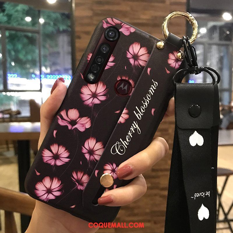 Étui Motorola One Macro Support Rose Fleur, Coque Motorola One Macro Chaud Frais