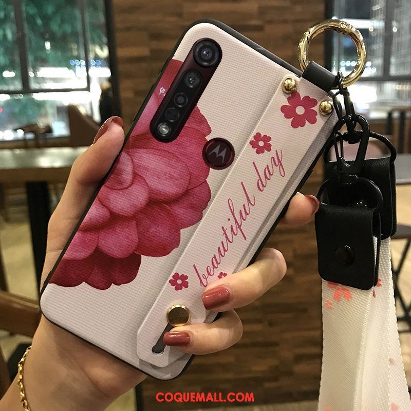 Étui Motorola One Macro Support Rose Fleur, Coque Motorola One Macro Chaud Frais