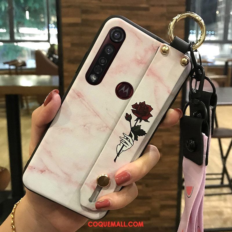 Étui Motorola One Macro Support Rose Fleur, Coque Motorola One Macro Chaud Frais