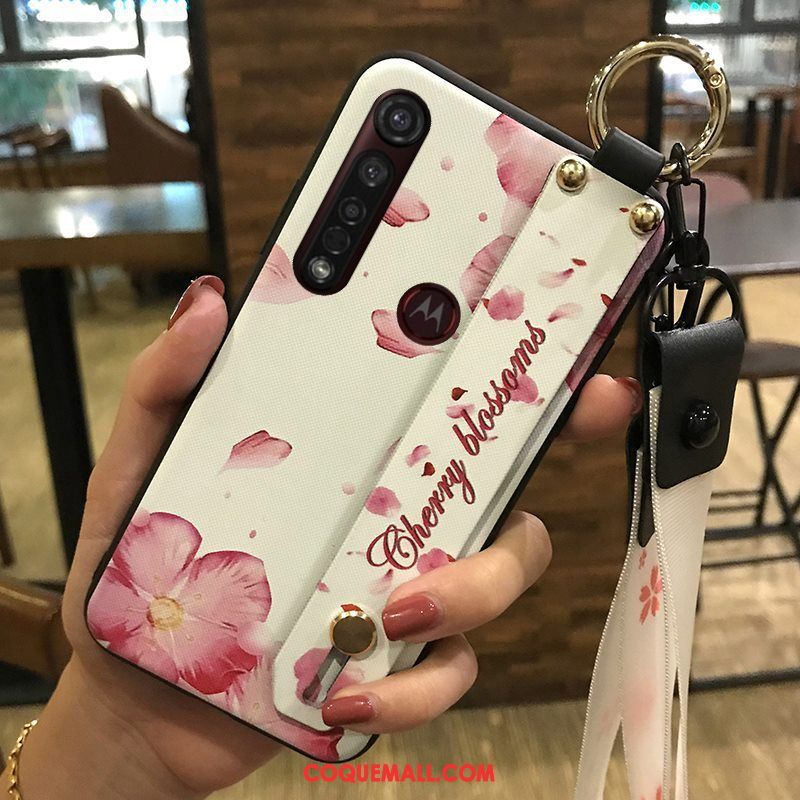 Étui Motorola One Macro Support Rose Fleur, Coque Motorola One Macro Chaud Frais