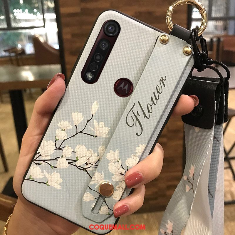 Étui Motorola One Macro Support Rose Fleur, Coque Motorola One Macro Chaud Frais