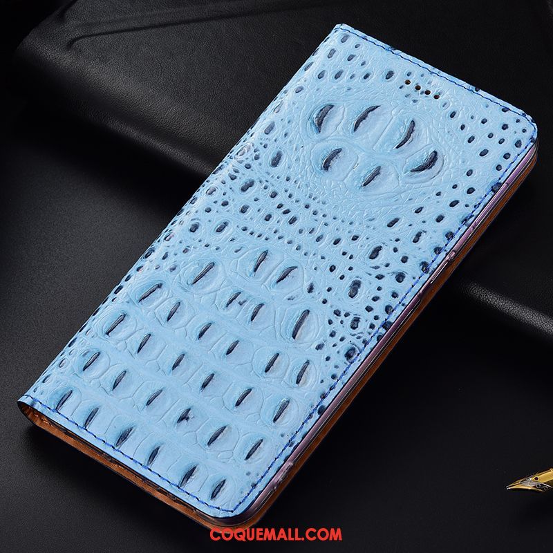 Étui Motorola One Vision Crocodile Noir Protection, Coque Motorola One Vision Cuir Véritable Tout Compris