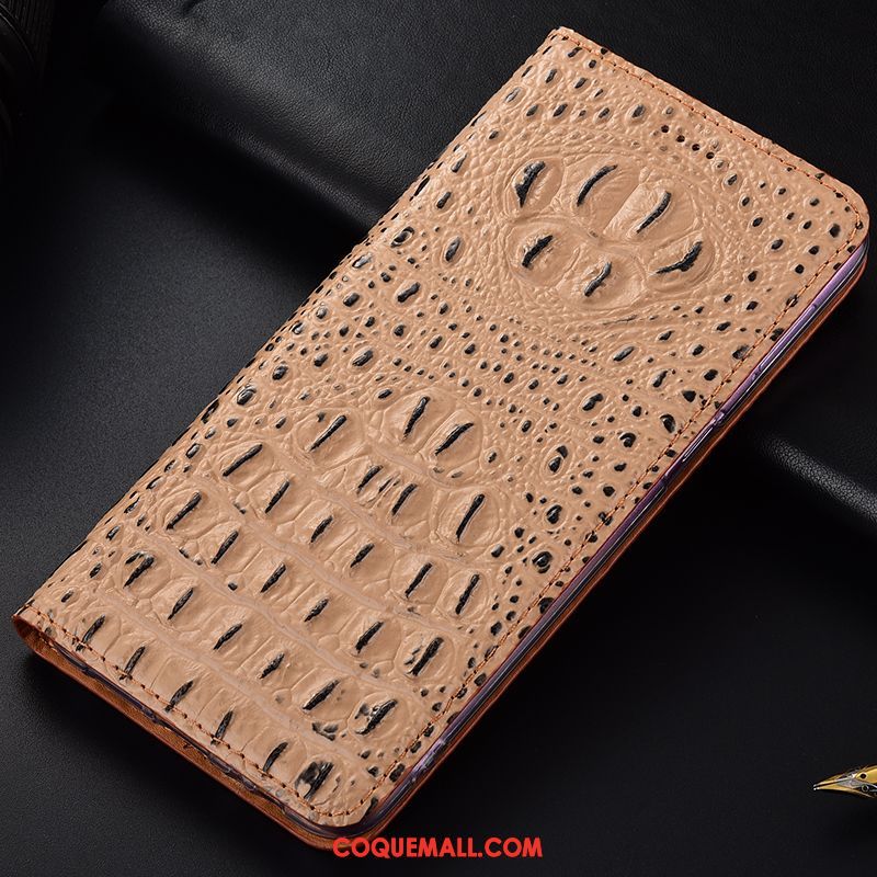 Étui Motorola One Vision Crocodile Noir Protection, Coque Motorola One Vision Cuir Véritable Tout Compris