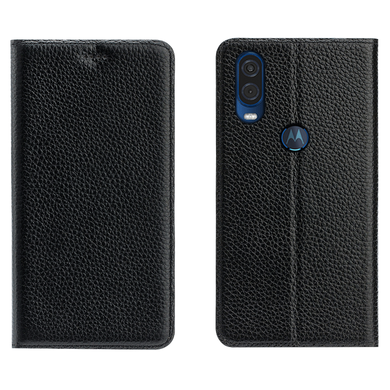 Étui Motorola One Vision Litchi Modèle Fleurie Bleu, Coque Motorola One Vision Téléphone Portable Protection