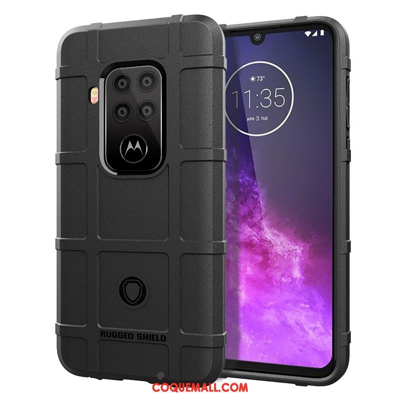 Étui Motorola One Zoom Noir Fluide Doux Incassable, Coque Motorola One Zoom Protection Pu