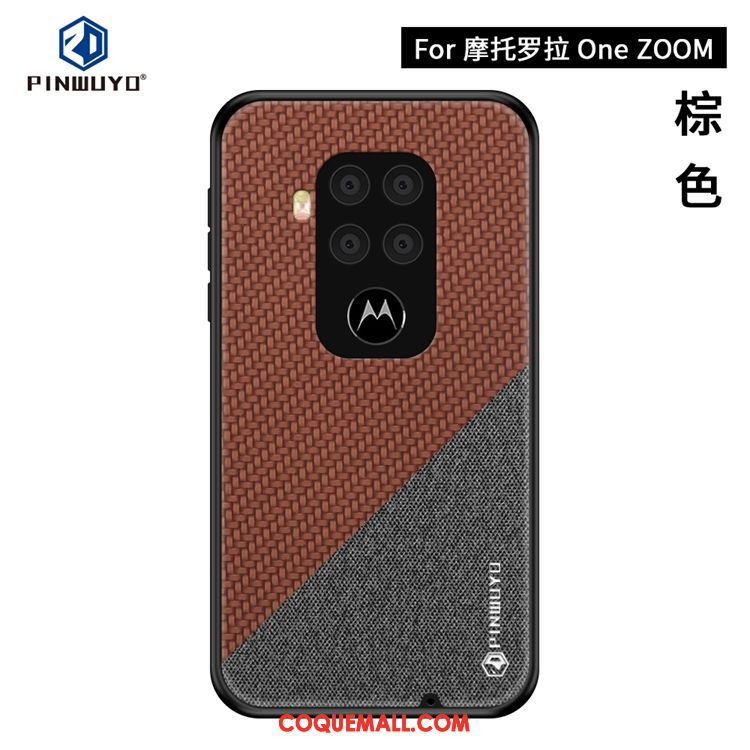 Étui Motorola One Zoom Téléphone Portable Modèle Fleurie Très Mince, Coque Motorola One Zoom Bleu Toile