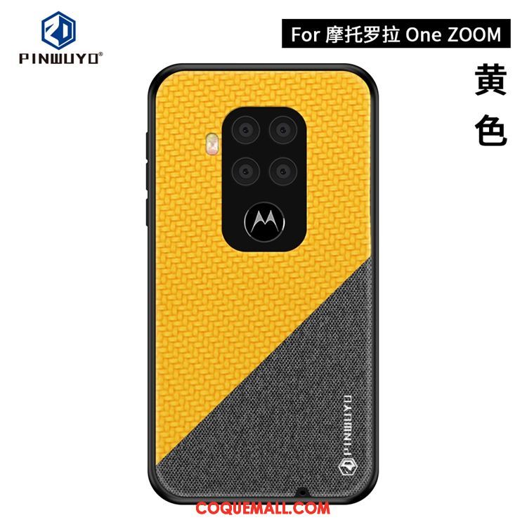 Étui Motorola One Zoom Téléphone Portable Modèle Fleurie Très Mince, Coque Motorola One Zoom Bleu Toile