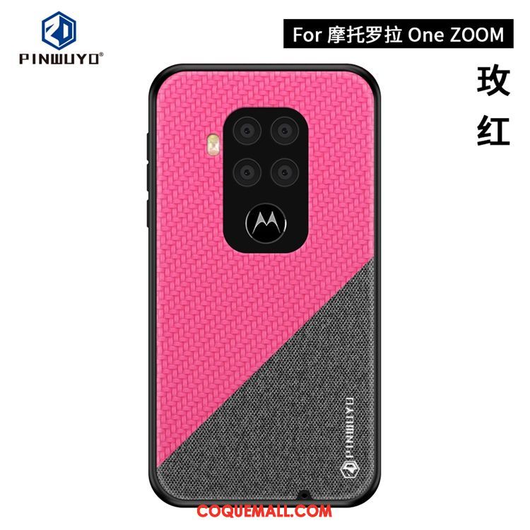 Étui Motorola One Zoom Téléphone Portable Modèle Fleurie Très Mince, Coque Motorola One Zoom Bleu Toile