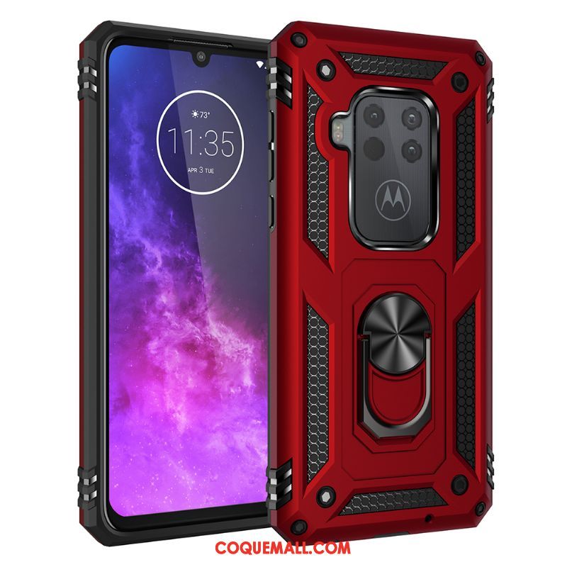 Étui Motorola One Zoom À Bord Rouge Difficile, Coque Motorola One Zoom Support Magnétisme