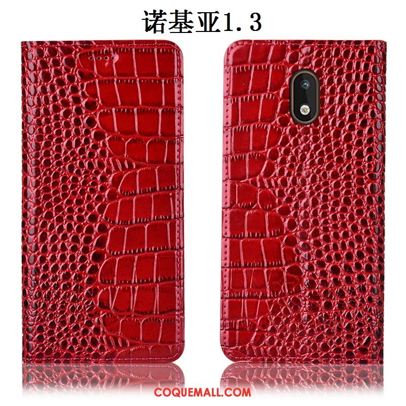 Étui Nokia 1.3 Cuir Véritable Tout Compris Protection, Coque Nokia 1.3 Téléphone Portable Rouge