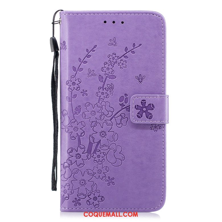 Étui Nokia 2.1 Fluide Doux Prune Or, Coque Nokia 2.1 En Cuir Clamshell