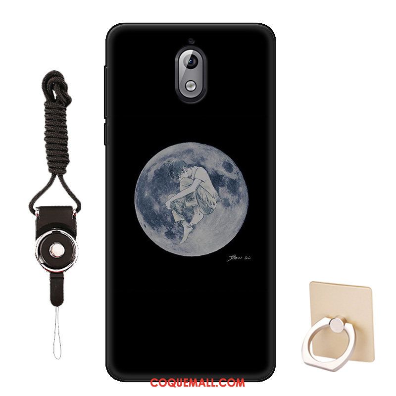 Étui Nokia 3.1 Fluide Doux Protection Noir, Coque Nokia 3.1 Modèle Gris