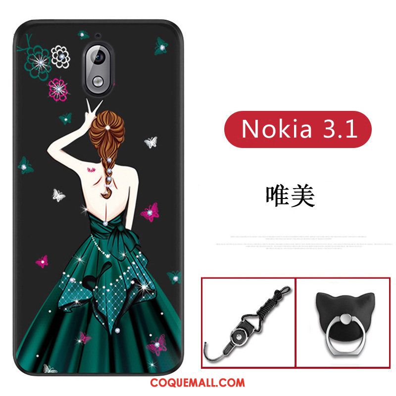 Étui Nokia 3.1 Incassable Fluide Doux Protection, Coque Nokia 3.1 Bleu Personnalité