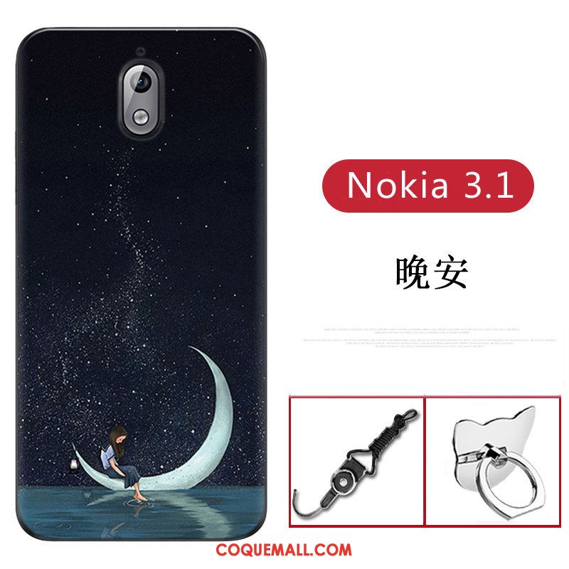 Étui Nokia 3.1 Incassable Fluide Doux Protection, Coque Nokia 3.1 Bleu Personnalité