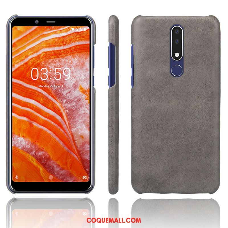 Étui Nokia 3.1 Plus Couleur Unie Protection Téléphone Portable, Coque Nokia 3.1 Plus Cuir Modèle Fleurie Orange