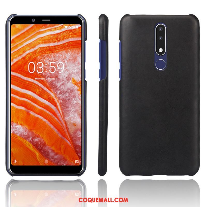 Étui Nokia 3.1 Plus Couleur Unie Protection Téléphone Portable, Coque Nokia 3.1 Plus Cuir Modèle Fleurie Orange