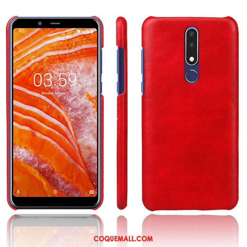 Étui Nokia 3.1 Plus Couleur Unie Protection Téléphone Portable, Coque Nokia 3.1 Plus Cuir Modèle Fleurie Orange