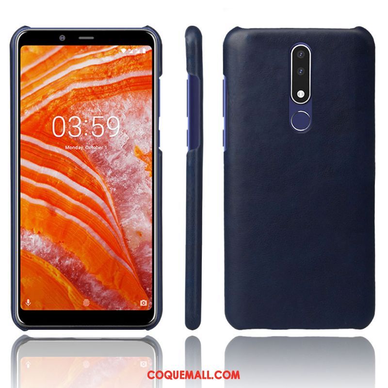 Étui Nokia 3.1 Plus Couleur Unie Protection Téléphone Portable, Coque Nokia 3.1 Plus Cuir Modèle Fleurie Orange