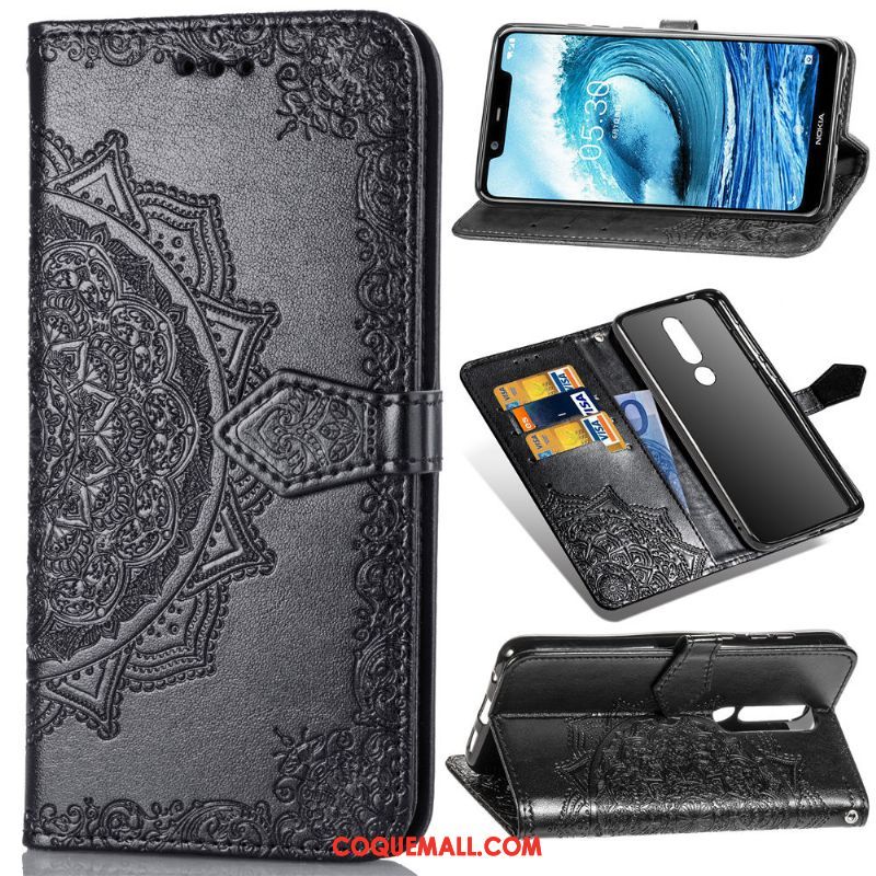 Étui Nokia 3.1 Plus Protection En Cuir En Relief, Coque Nokia 3.1 Plus Similicuir Téléphone Portable