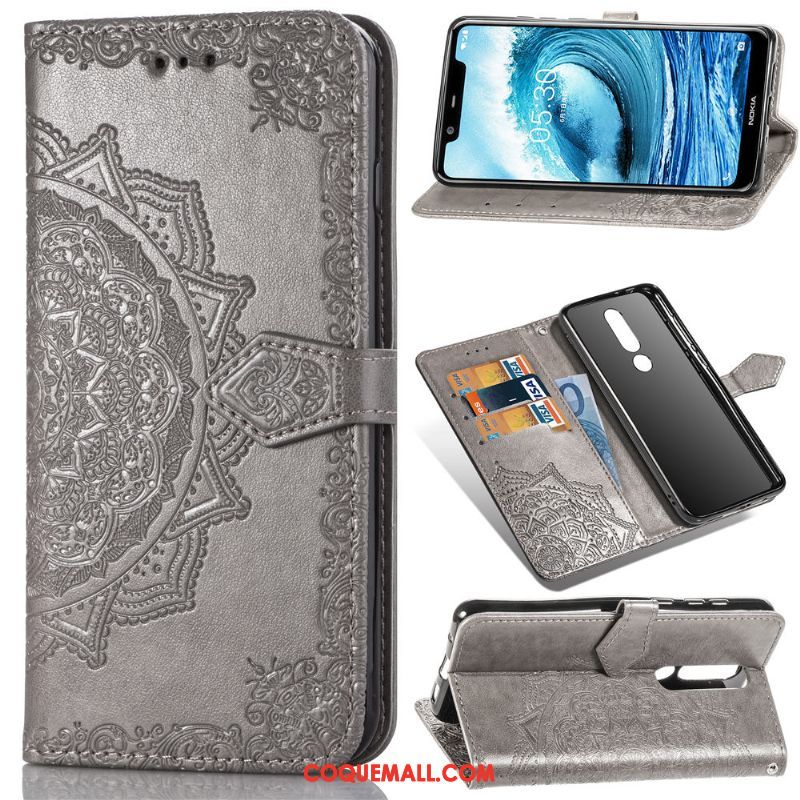 Étui Nokia 3.1 Plus Protection En Cuir En Relief, Coque Nokia 3.1 Plus Similicuir Téléphone Portable